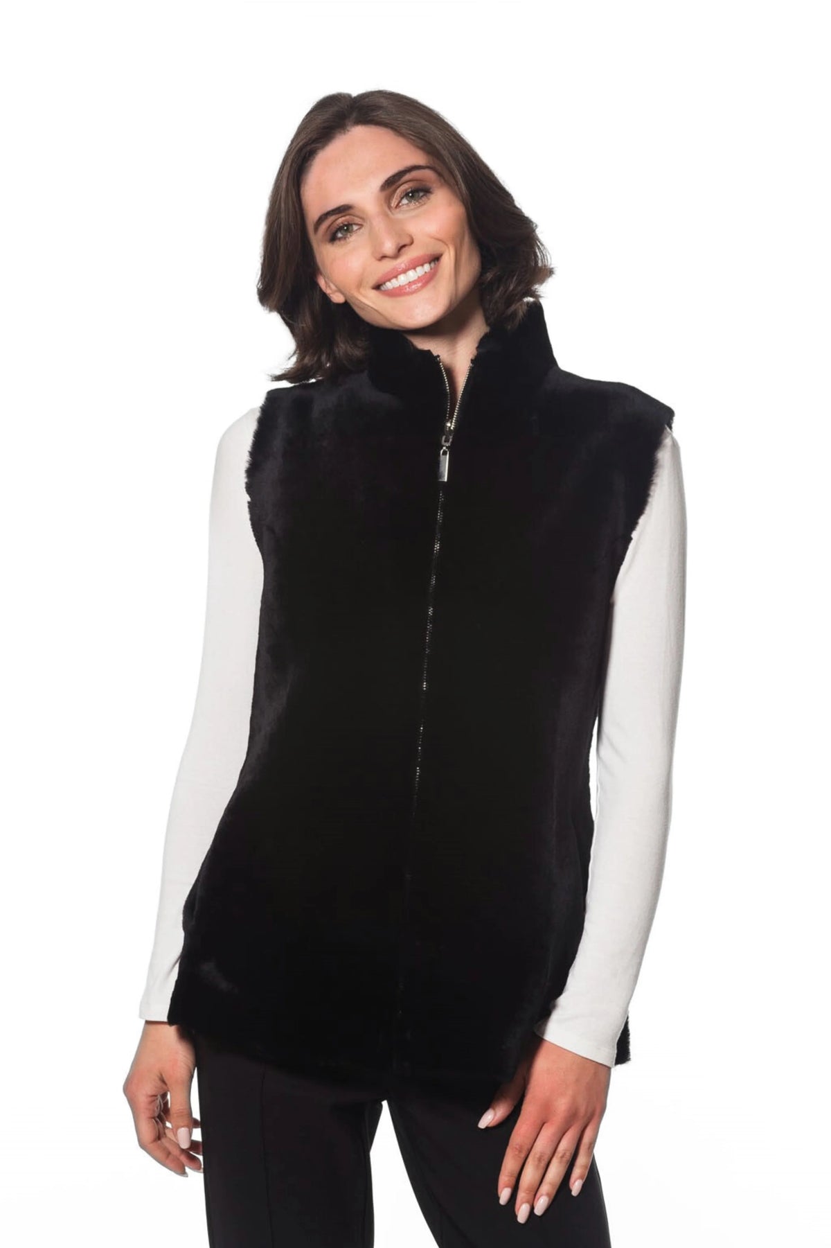 LINDA RICHARDS WOMENS SHEARLING REV VEST