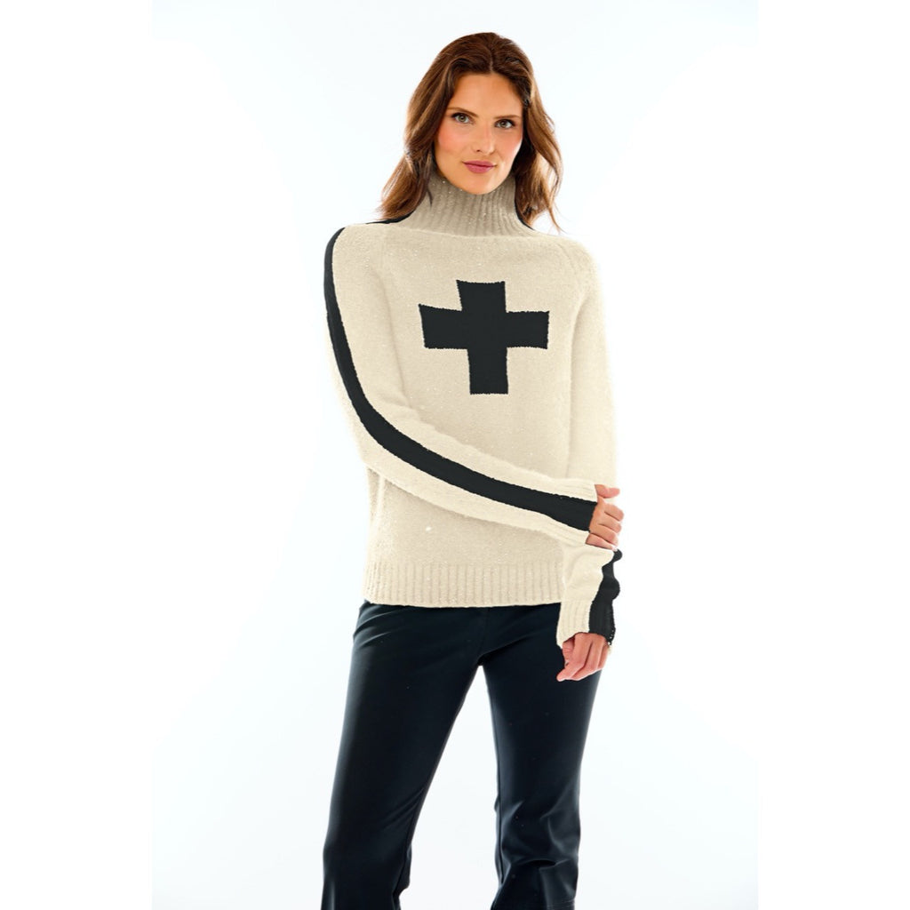 MARK MILLER WOMENS STAR CROSS SEQUINED SWEATER